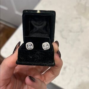 Pandora square halo stud earrings